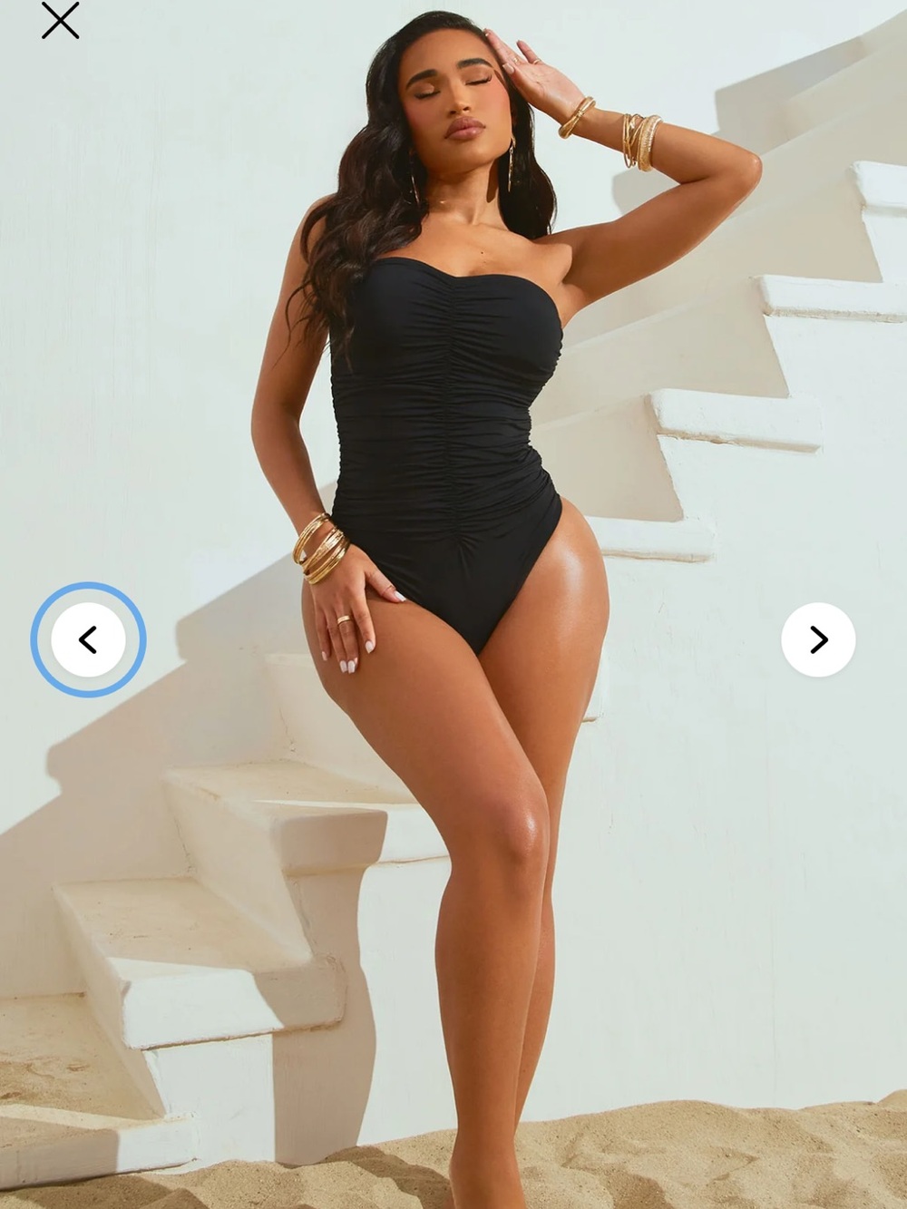 NWT FASHION NOVA Winnie Ruched Strapless Black One-Piece Swimsuit L